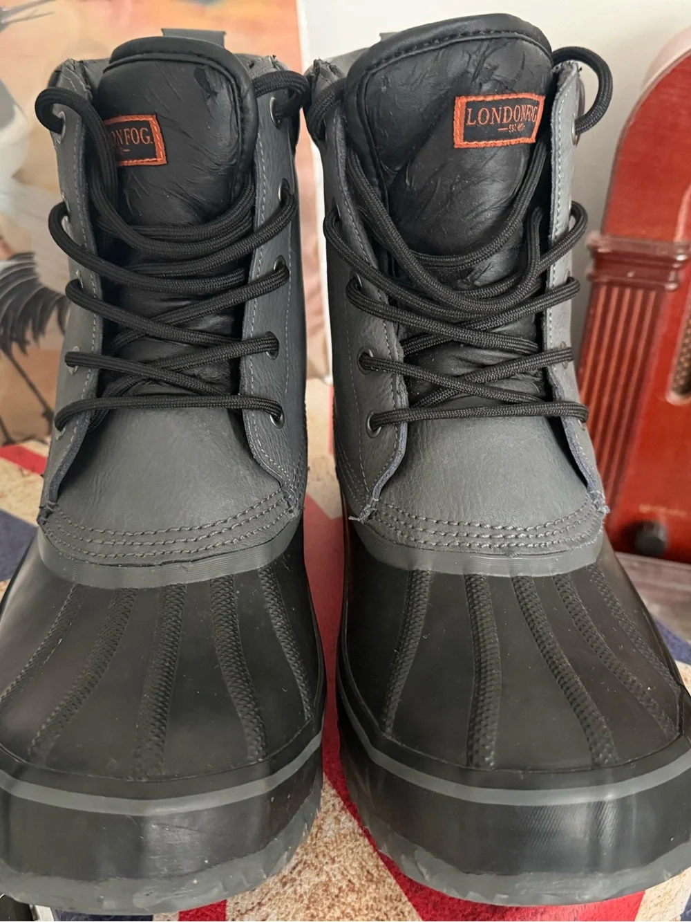 London Fog Men's Black Waterproof Short Rain Boots